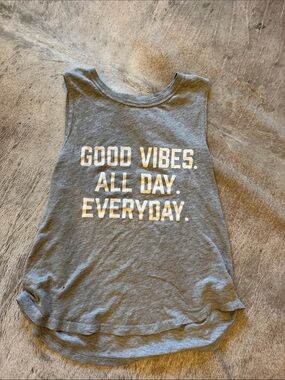 Spiritual Gangster Gray Tank Top with White Text - "Good Vibes"